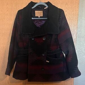 Stylish Women's Black and Purple Western Pea Coat